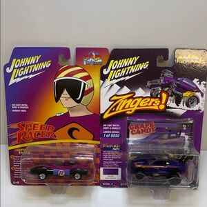 Johnny lightning Speed Racer and Zingers! Toy Cars - Purple and Black